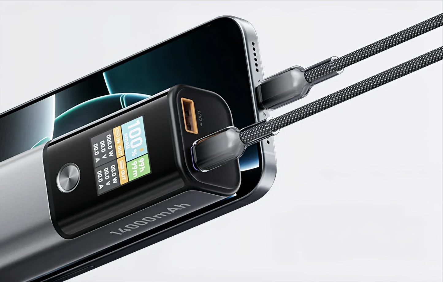 BlitzWolf BW-P23 External Battery, 14000mAh, 100W, QC + PD, 1 x USB-A - 1 x USB-C, Gray