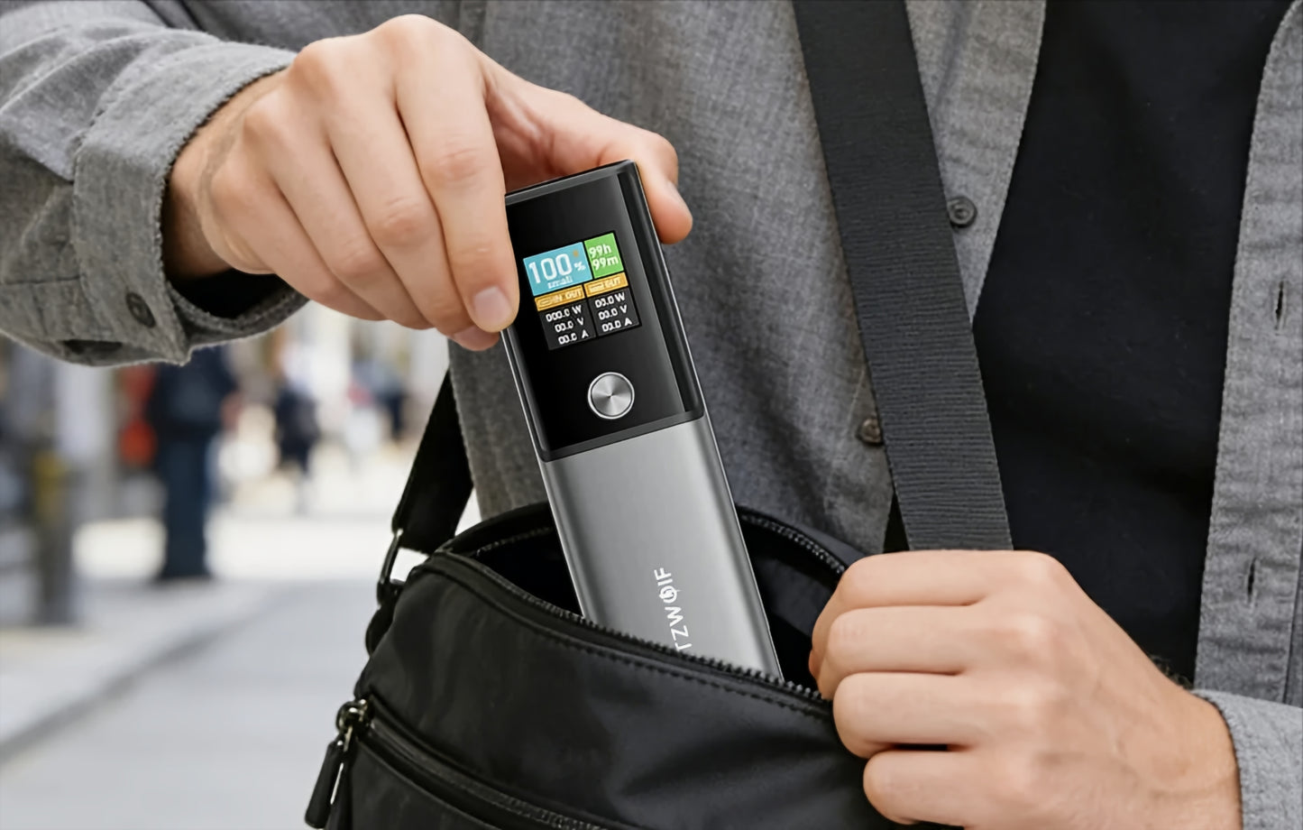 BlitzWolf BW-P23 External Battery, 14000mAh, 100W, QC + PD, 1 x USB-A - 1 x USB-C, Gray