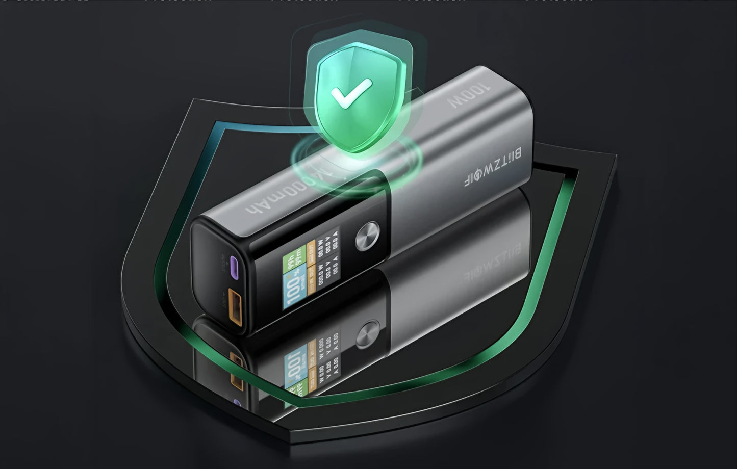 BlitzWolf BW-P23 External Battery, 14000mAh, 100W, QC + PD, 1 x USB-A - 1 x USB-C, Gray