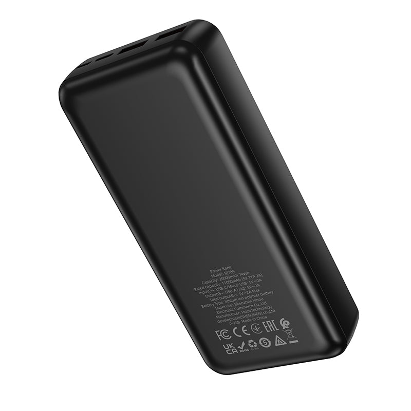 Külső akkumulátor Borofone BJ78A Clever, 20000mAh, 10W, 2 x USB-A, Fekete