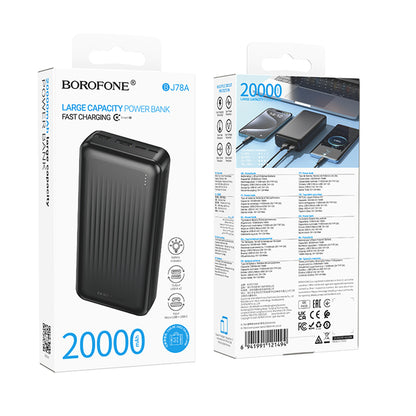 Külső akkumulátor Borofone BJ78A Clever, 20000mAh, 10W, 2 x USB-A, Fekete
