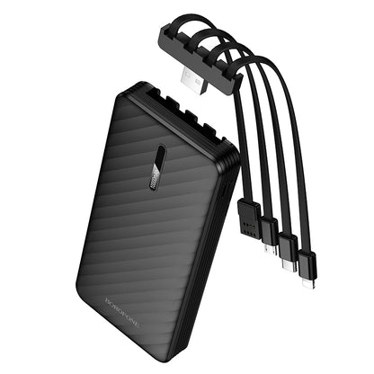 Borofone BJ84 Smooth külső akkumulátor, 10000mAh, 10W, 1 x Lightning - 1 x microUSB - 1 x USB-A - 1 x USB-C, Fekete
