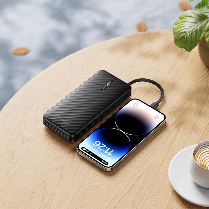 Borofone BJ84 Smooth külső akkumulátor, 10000mAh, 10W, 1 x Lightning - 1 x microUSB - 1 x USB-A - 1 x USB-C, Fekete