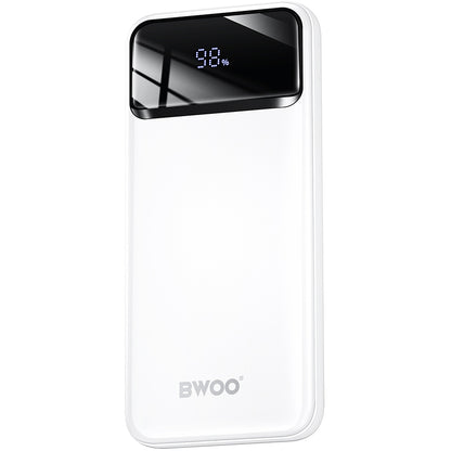 BWOO BO-P34 külső akkumulátor, 10000mAh, 22,5W, QC + PD, 1 x USB-C - 2 x USB-A, Fehér