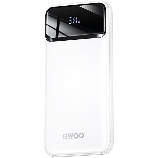 BWOO BO-P34 külső akkumulátor, 10000mAh, 22,5W, QC + PD, 1 x USB-C - 2 x USB-A, Fehér