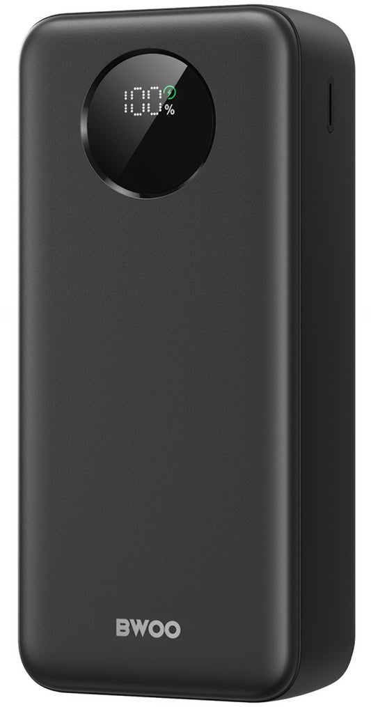 Külső akkumulátor BWOO BO-P64, 30000mAh, 22.5W, QC + PD, 1 x USB-C - 2 x USB-A, Fekete
