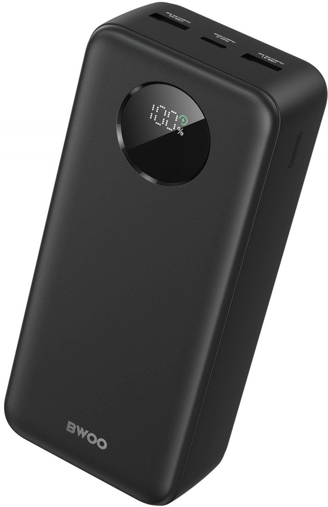 Külső akkumulátor BWOO BO-P64, 30000mAh, 22.5W, QC + PD, 1 x USB-C - 2 x USB-A, Fekete