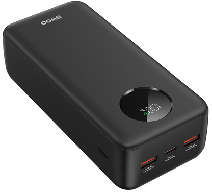 Külső akkumulátor BWOO BO-P64, 30000mAh, 22.5W, QC + PD, 1 x USB-C - 2 x USB-A, Fekete