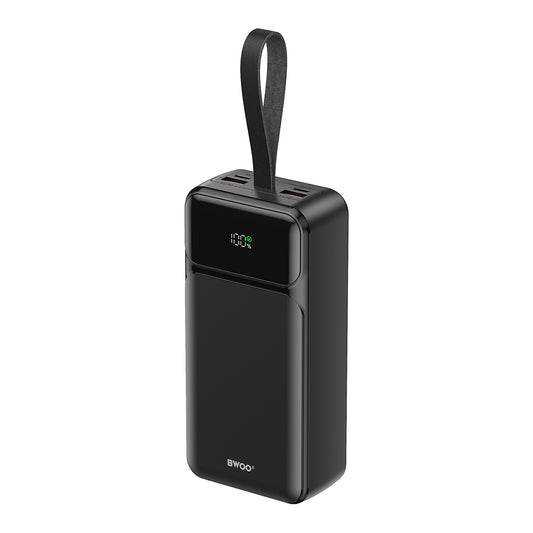 Külső akkumulátor BWOO BO-P66, 30000mAh, 65W, QC + PD, 1 x USB-C - 2 x USB-A, Fekete