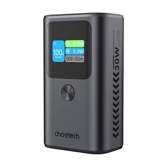Choetech B701 külső akkumulátor, 10000mAh, 30W, QC + PD, 1 x USB-A - 2 x USB-C, Fekete