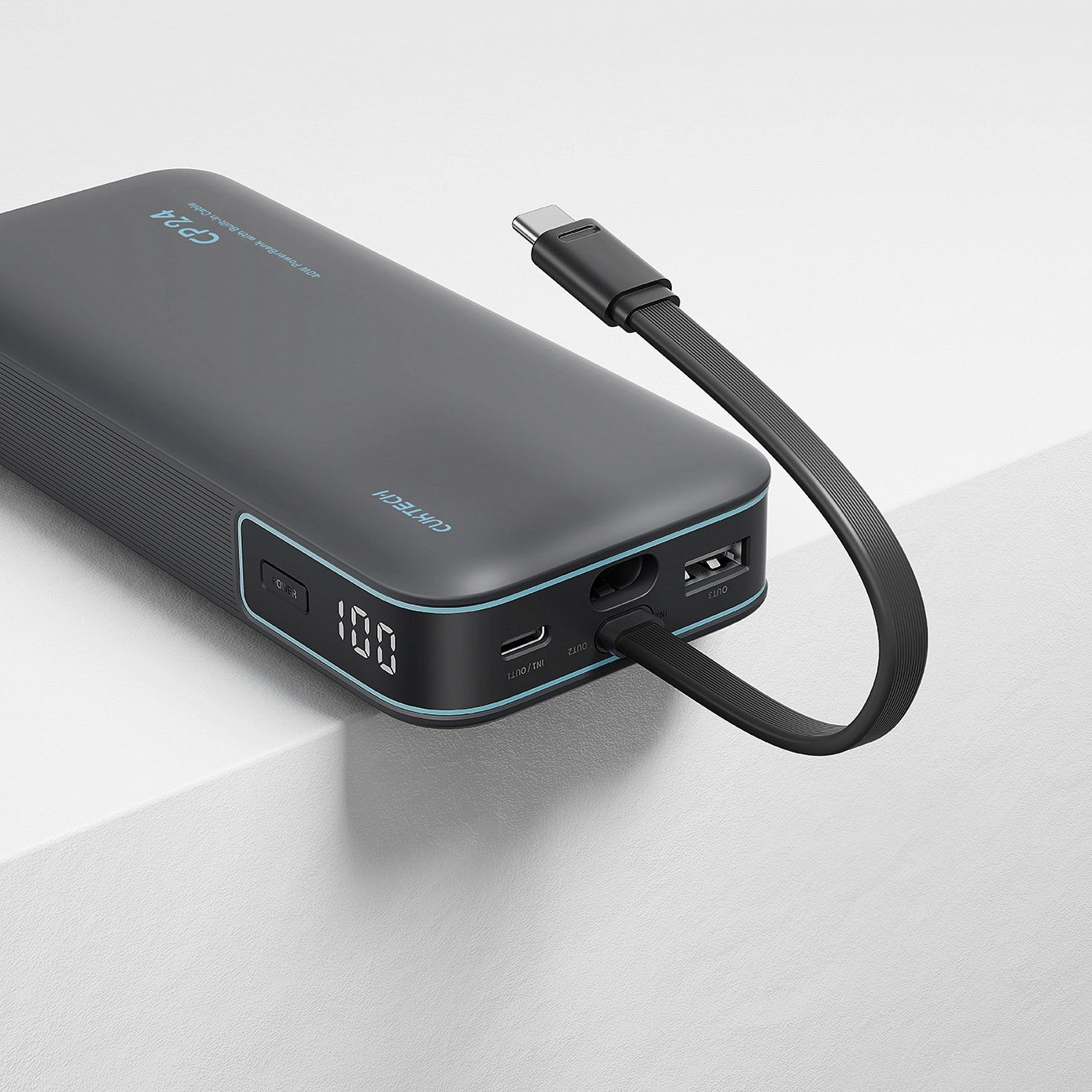 Cuktech LPB200N külső akkumulátor, 20000mAh, 40W, QC + PD, 1 x USB-A - 2 x USB-C, Fekete