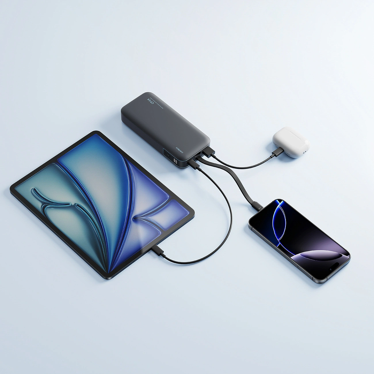 Cuktech LPB200N külső akkumulátor, 20000mAh, 40W, QC + PD, 1 x USB-A - 2 x USB-C, Fekete