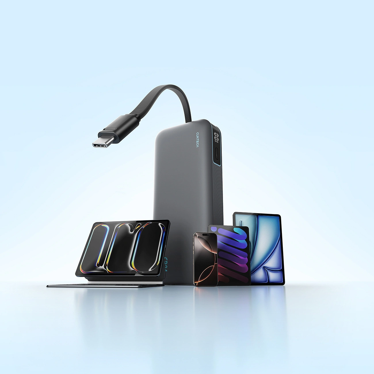 Cuktech LPB200N külső akkumulátor, 20000mAh, 40W, QC + PD, 1 x USB-A - 2 x USB-C, Fekete