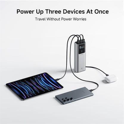 Cuktech PB150P külső akkumulátor, 15000mAh, 120W, QC + PD, 1 x USB-A - 2 x USB-C, Szürke CKPB150POSGR
