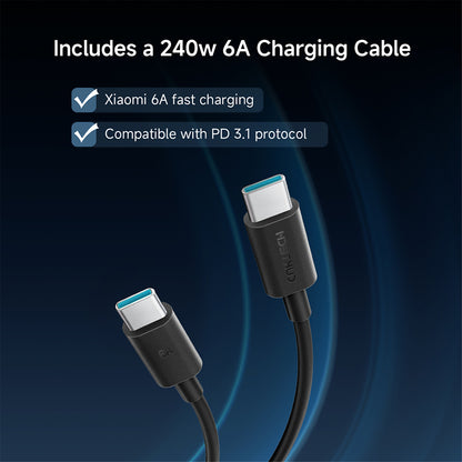 Cuktech PB150P külső akkumulátor, 15000mAh, 120W, QC + PD, 1 x USB-A - 2 x USB-C, Szürke CKPB150POSGR