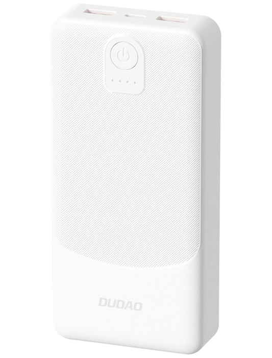 Külső akkumulátor Dudao K10Pro, 20000mAh, 12W, 2 x USB-A, Fehér
