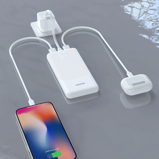 Külső akkumulátor Dudao K10Pro, 20000mAh, 12W, 2 x USB-A, Fehér