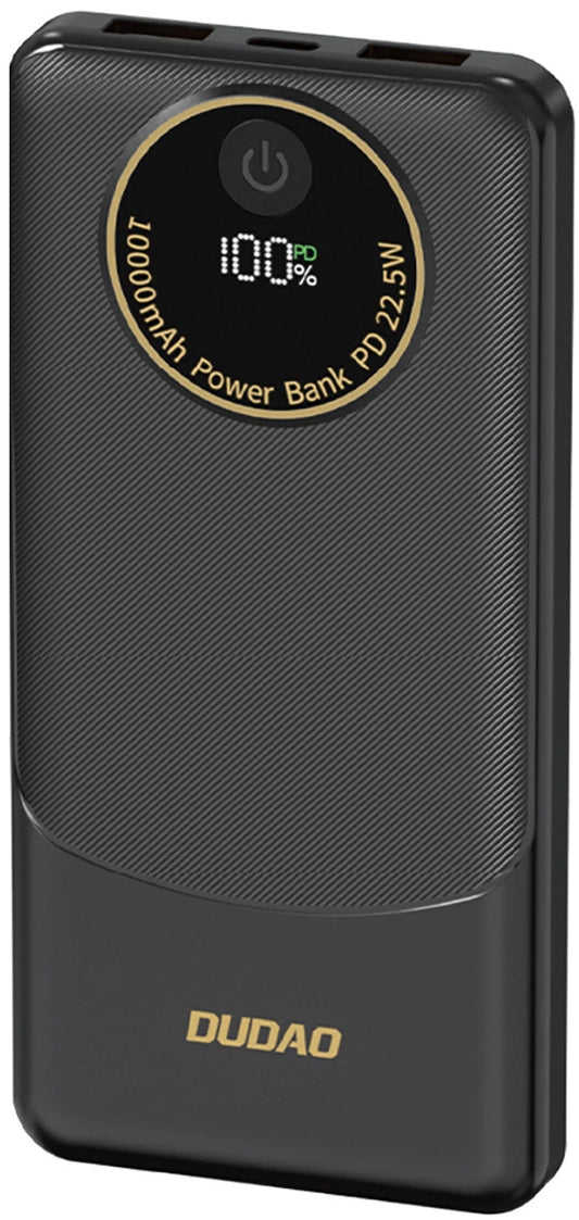 Dudao K12 külső akkumulátor, 10000mAh, 22.5W, QC + PD, 1 x USB-C - 2 x USB-A, Fekete