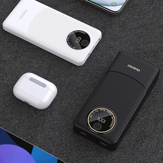 Dudao K12 külső akkumulátor, 10000mAh, 22.5W, QC + PD, 1 x USB-C - 2 x USB-A, Fehér
