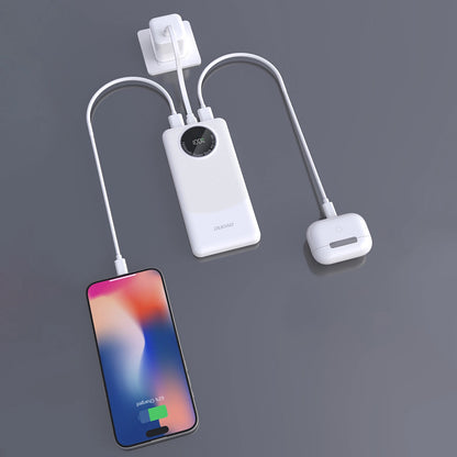 Dudao K12 külső akkumulátor, 10000mAh, 22.5W, QC + PD, 1 x USB-C - 2 x USB-A, Fehér