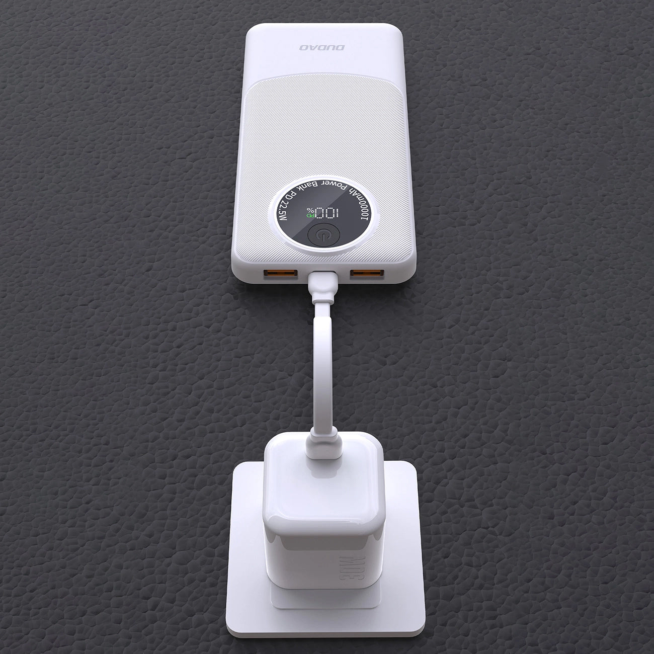 Dudao K12 külső akkumulátor, 10000mAh, 22.5W, QC + PD, 1 x USB-C - 2 x USB-A, Fehér