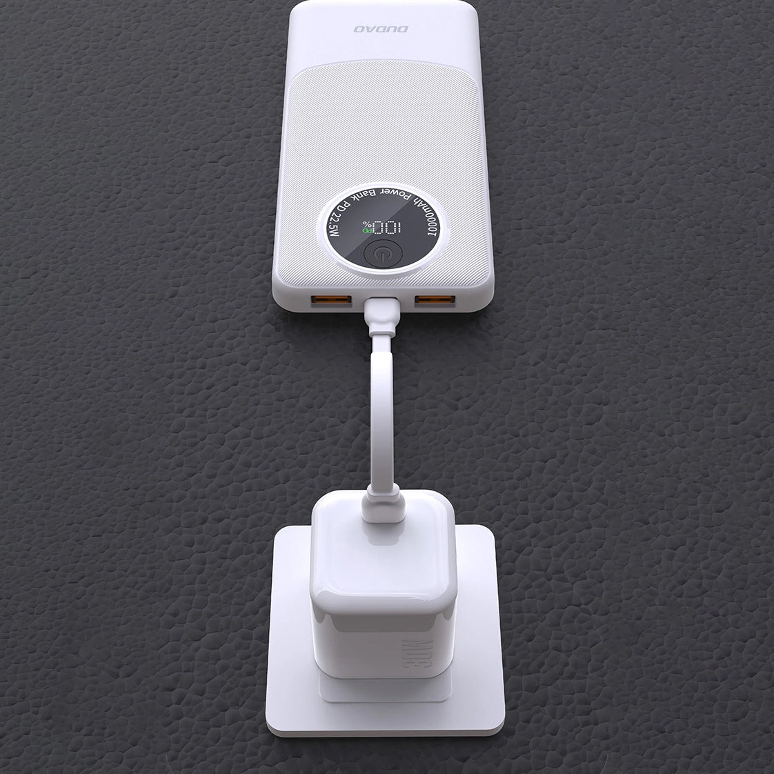 Dudao K12Pro külső akkumulátor, 20000mAh, 22.5W, QC + PD, 1 x USB-C - 2 x USB-A, Fehér