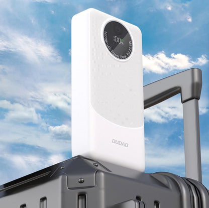 Dudao K12Pro külső akkumulátor, 20000mAh, 22.5W, QC + PD, 1 x USB-C - 2 x USB-A, Fehér