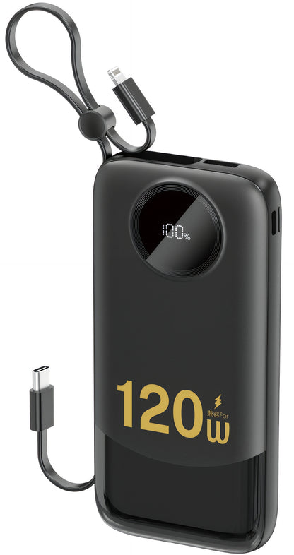 Dudao K13 External Battery, 10000mAh, 120W, QC + PD, 1 x Lightning - 1 x USB-A - 2 x USB-C, Black
