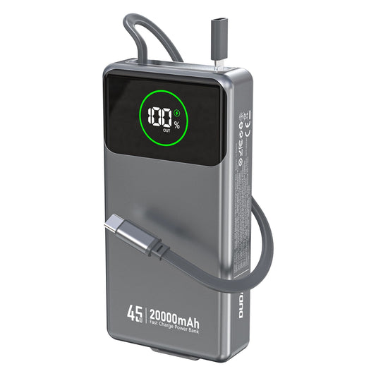Dudao K31 Pro külső akkumulátor, 20000mAh, 45W, QC + PD, 1 x USB-A - 2 x USB-C, Szürke