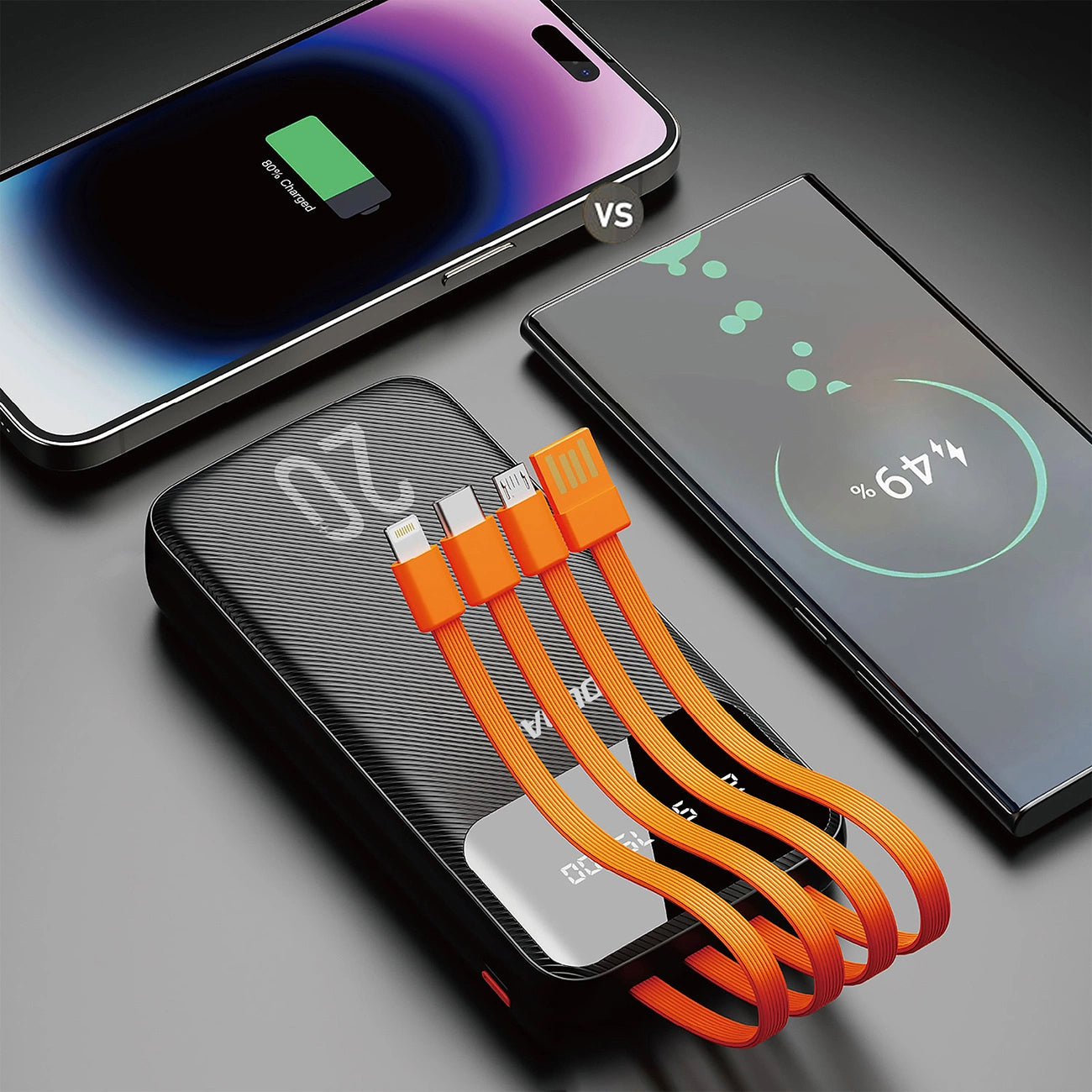 Külső akkumulátor Dudao K6Pro+, 20000mAh, 10W, 1 x Lightning - 1 x microUSB - 1 x USB-A - 1 x USB-C, Fekete