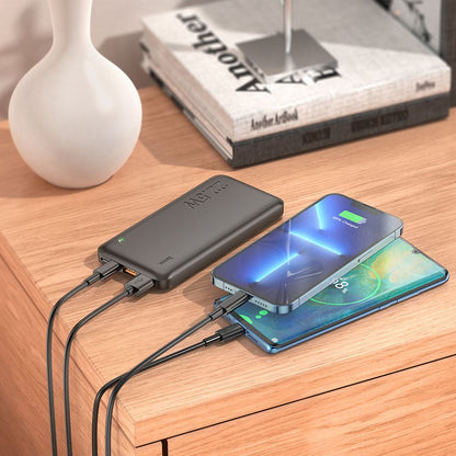 HOCO J101 külső akkumulátor, 10000mAh, 22.5W, QC + PD, 1 x USB-C - 2 x USB-A, Fekete