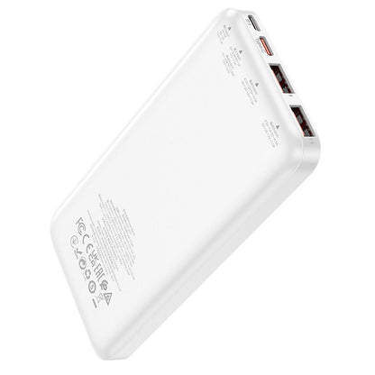 HOCO J101 külső akkumulátor, 10000mAh, 22.5W, QC + PD, 1 x USB-C - 2 x USB-A, Fehér