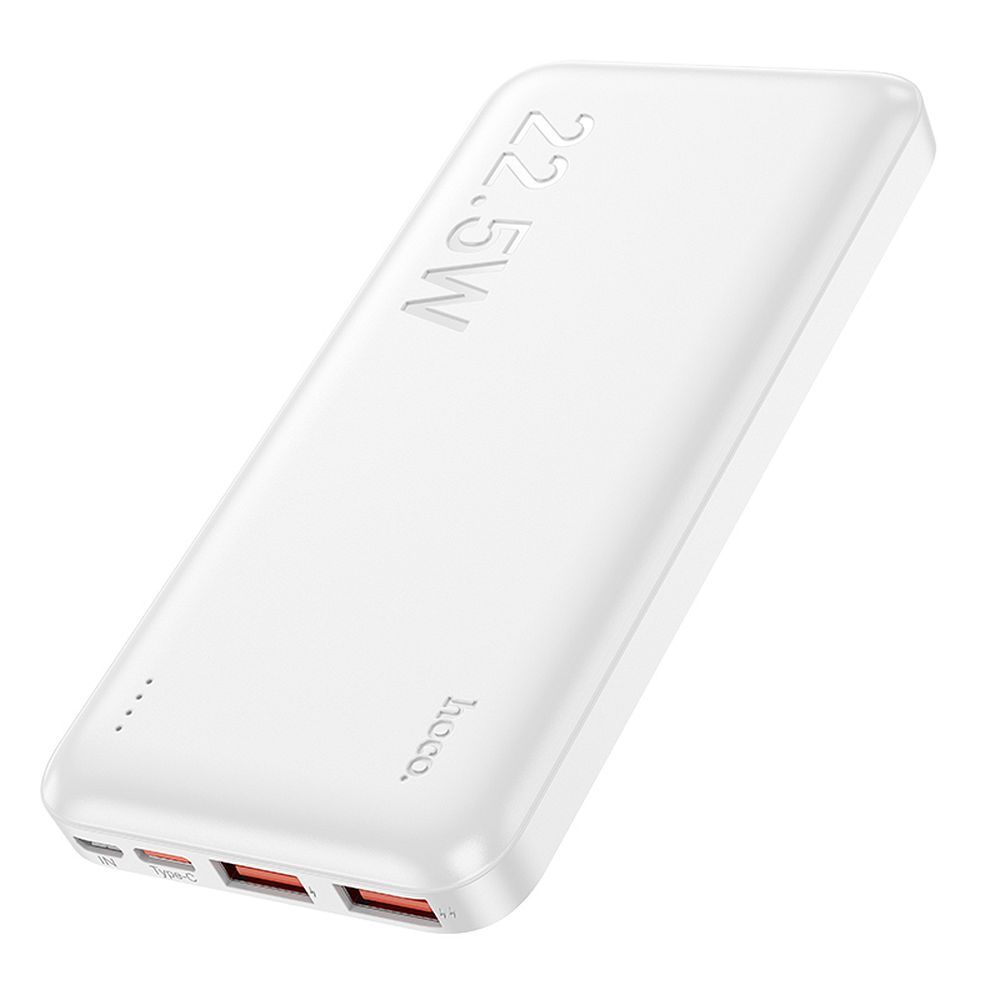 HOCO J101 külső akkumulátor, 10000mAh, 22.5W, QC + PD, 1 x USB-C - 2 x USB-A, Fehér
