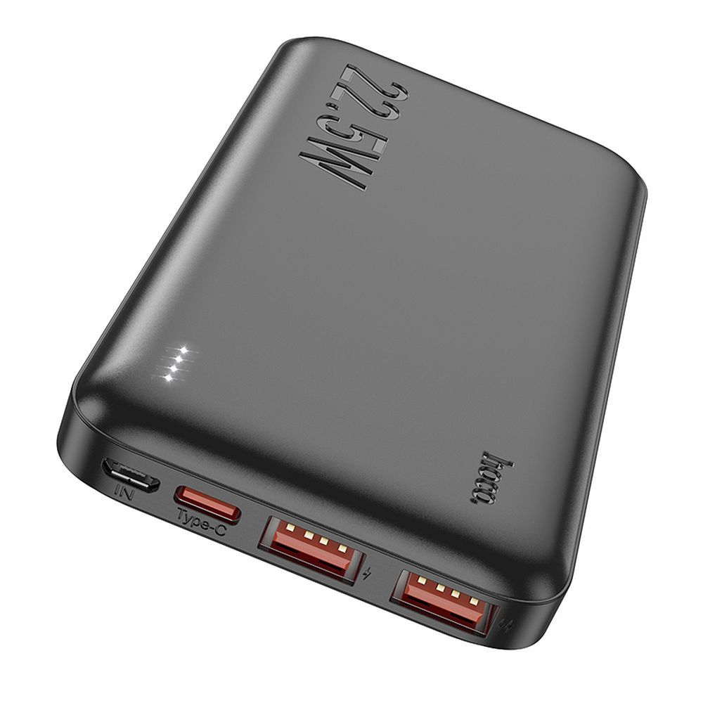 HOCO J101 külső akkumulátor, 10000mAh, 22.5W, QC + PD, 1 x USB-C - 2 x USB-A, Fekete