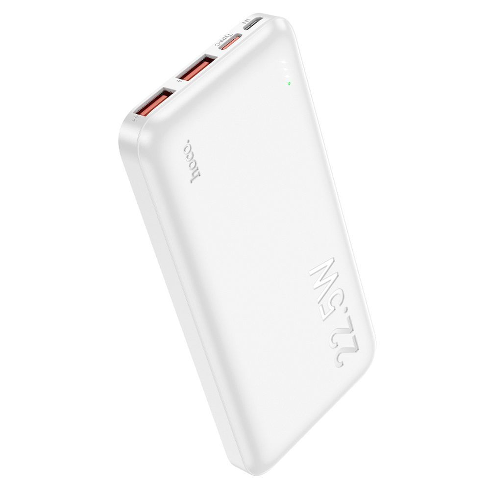 HOCO J101 külső akkumulátor, 10000mAh, 22.5W, QC + PD, 1 x USB-C - 2 x USB-A, Fehér
