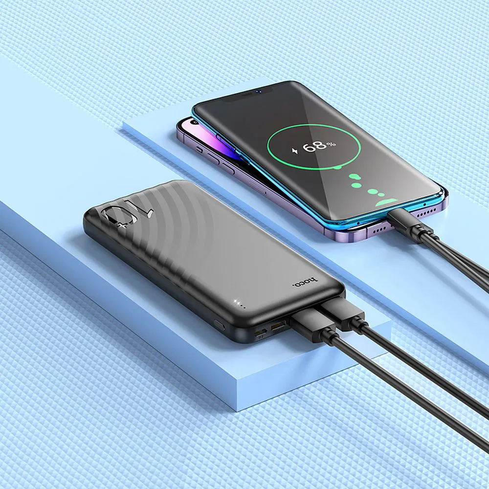 HOCO J123 külső akkumulátor, 10000mAh, 10W, 2 x USB-A, Fekete