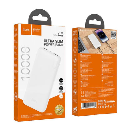HOCO J128 Külső Akkumulátor, 10000mAh, 10W, 2 x USB-A, Fehér