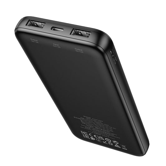 HOCO J128 külső akkumulátor, 10000mAh, 10W, 2 x USB-A, Fekete