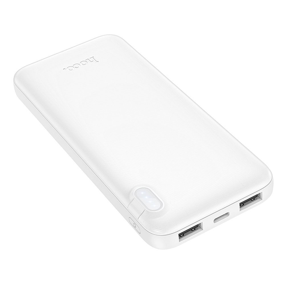 HOCO J128 Külső Akkumulátor, 10000mAh, 10W, 2 x USB-A, Fehér