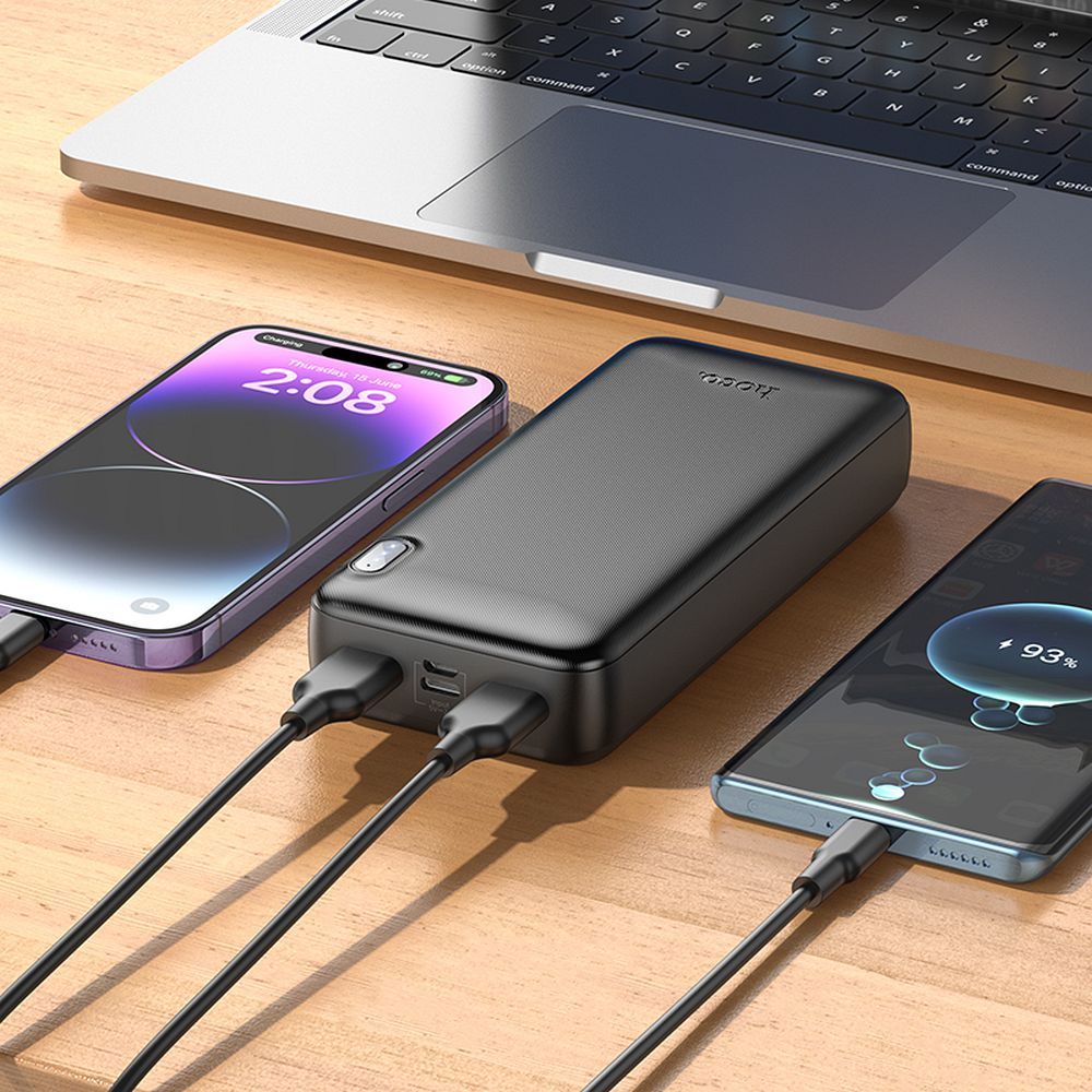 HOCO J128A külső akkumulátor, 20000mAh, 10W, 2 x USB-A, Fekete
