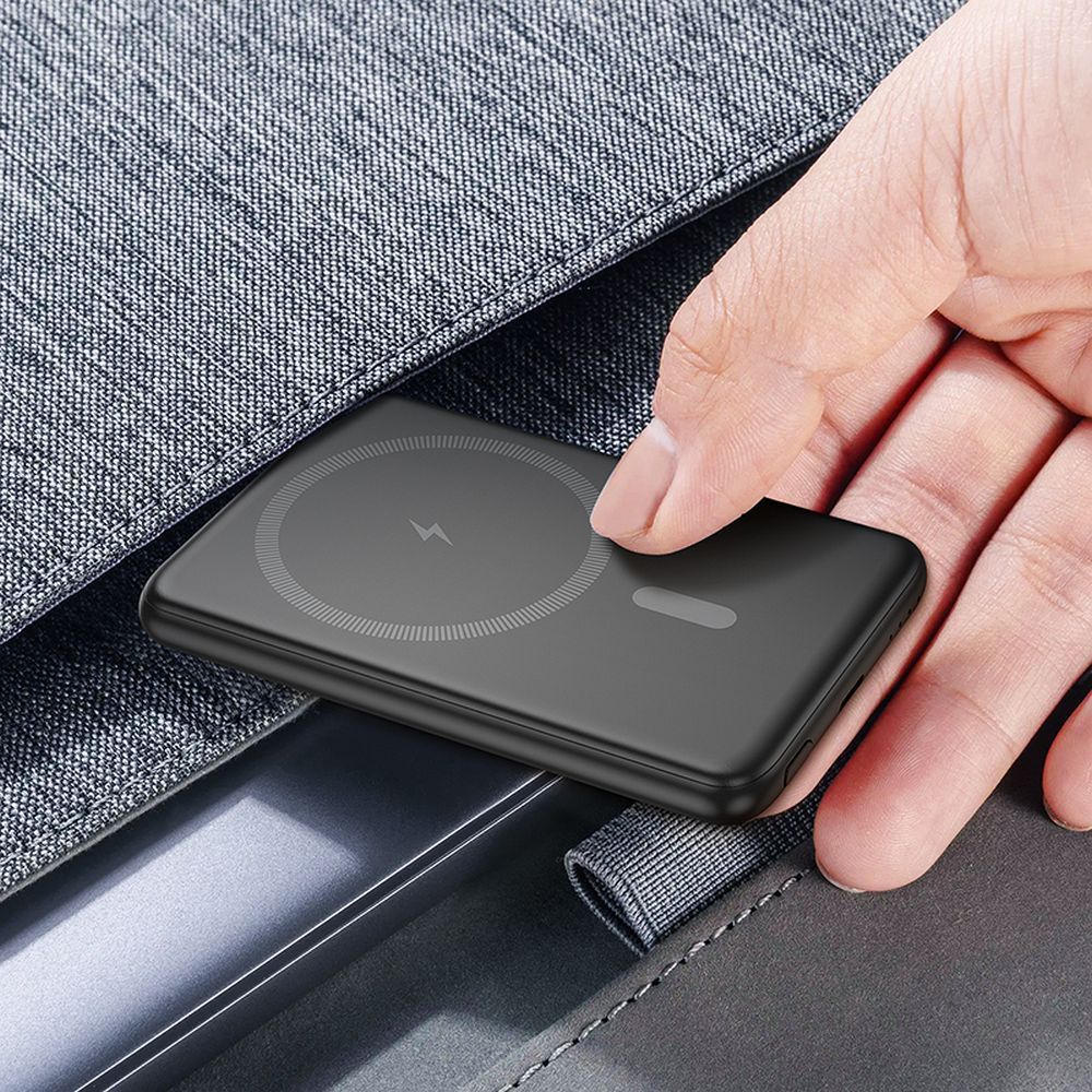 HOCO Wireless External Battery J140A, 5000mAh, 20W, PD + QI, 1 x USB-C, Black