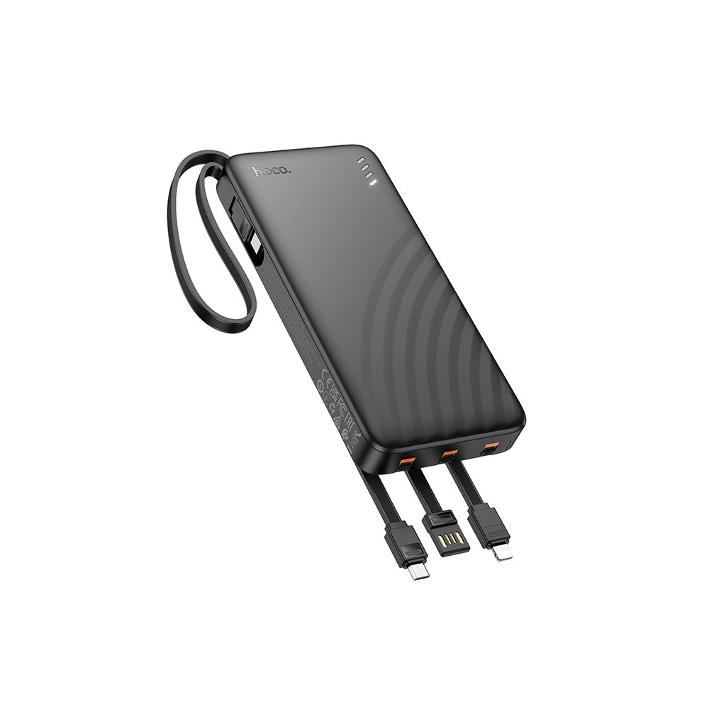 HOCO J146 külső akkumulátor, 10000mAh, 10W, 1 x Lightning - 1 x microUSB - 1 x USB-A - 1 x USB-C, Fekete