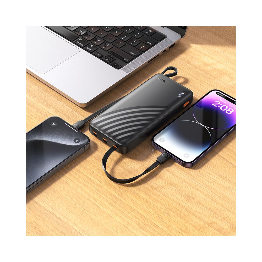HOCO J146 külső akkumulátor, 10000mAh, 10W, 1 x Lightning - 1 x microUSB - 1 x USB-A - 1 x USB-C, Fekete