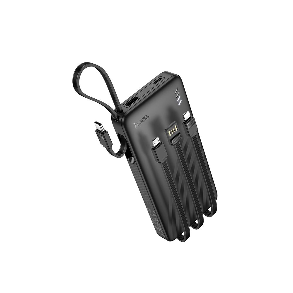 HOCO J146 külső akkumulátor, 10000mAh, 10W, 1 x Lightning - 1 x microUSB - 1 x USB-A - 1 x USB-C, Fekete