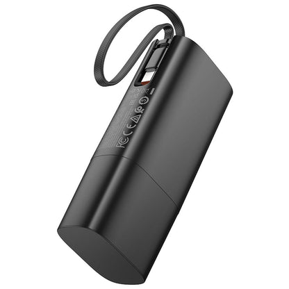 HOCO J148 2 az 1-ben külső akkumulátor, 5000 mAh, 20 W, PD, 2 × USB-C, fekete