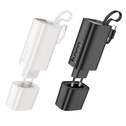 HOCO J148 2 az 1-ben külső akkumulátor, 5000 mAh, 20 W, PD, 2 × USB-C, fekete