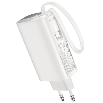 HOCO J148 2 az 1-ben külső akkumulátor, 5000 mAh, 20 W, PD, 2 × USB-C, fehér