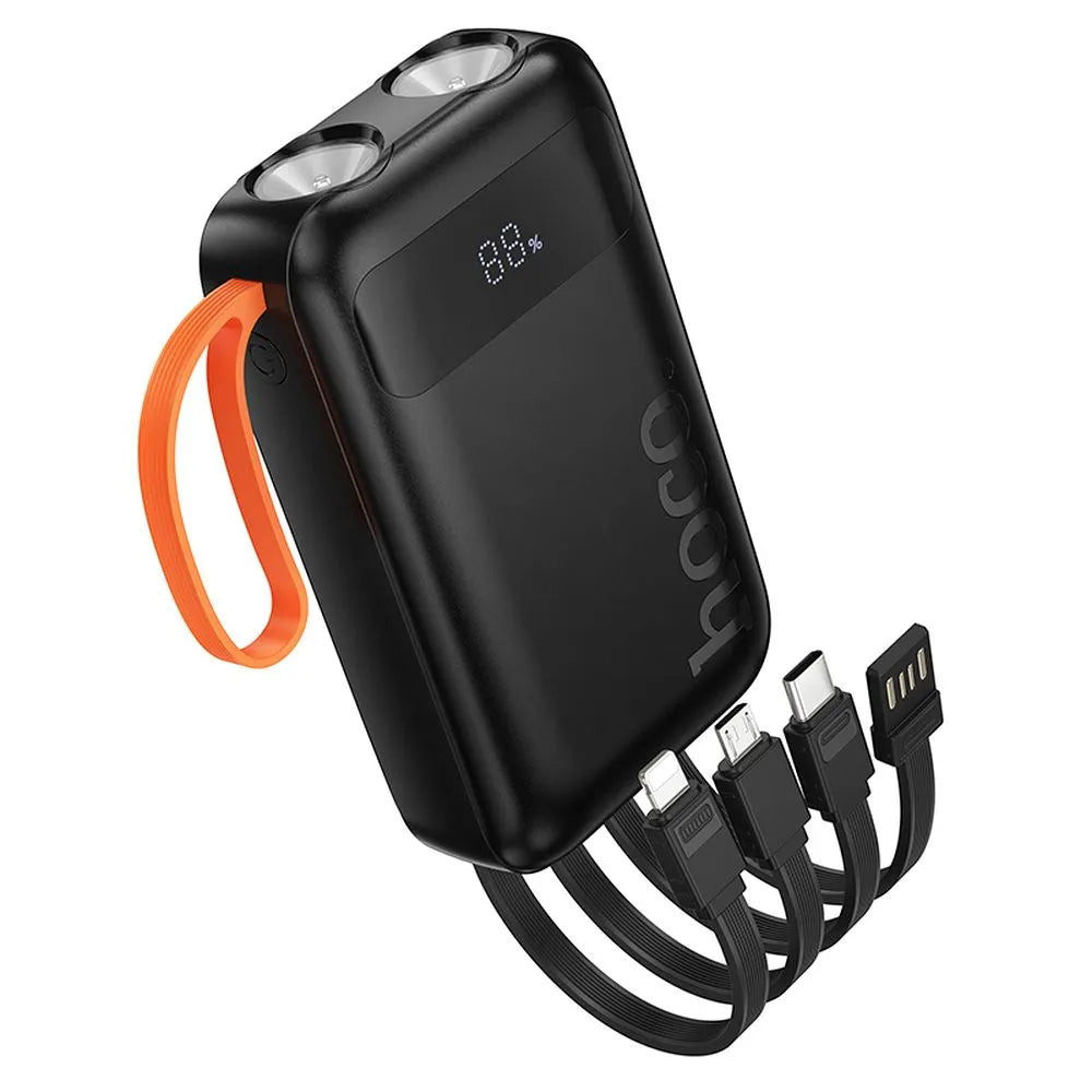 HOCO J151 külső akkumulátor, 10000mAh, 10W, 1 x Lightning - 1 x microUSB - 1 x USB-A - 1 x USB-C, fekete