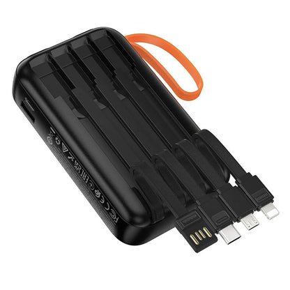 HOCO J151 külső akkumulátor, 10000mAh, 10W, 1 x Lightning - 1 x microUSB - 1 x USB-A - 1 x USB-C, fekete