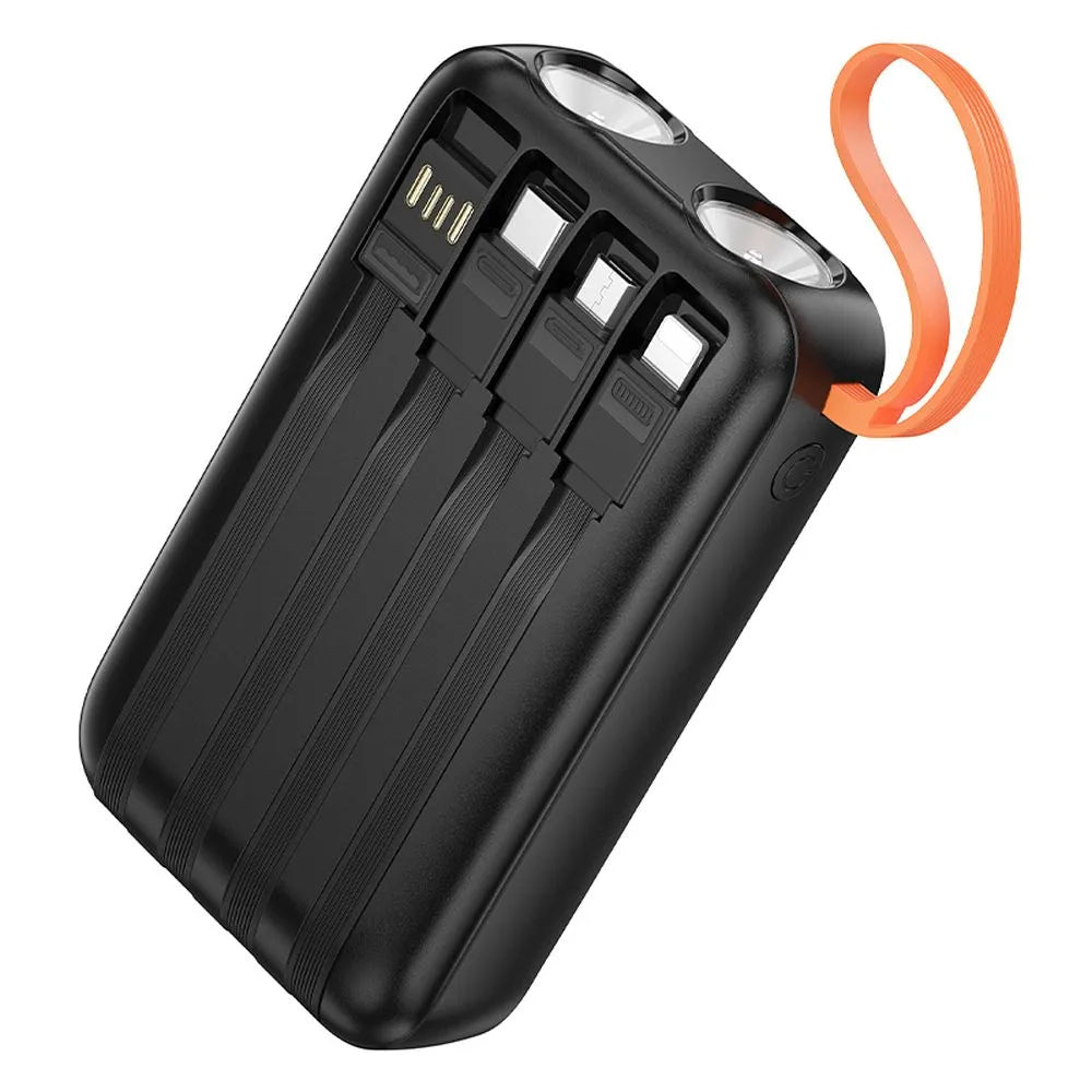 HOCO J151 külső akkumulátor, 10000mAh, 10W, 1 x Lightning - 1 x microUSB - 1 x USB-A - 1 x USB-C, fekete